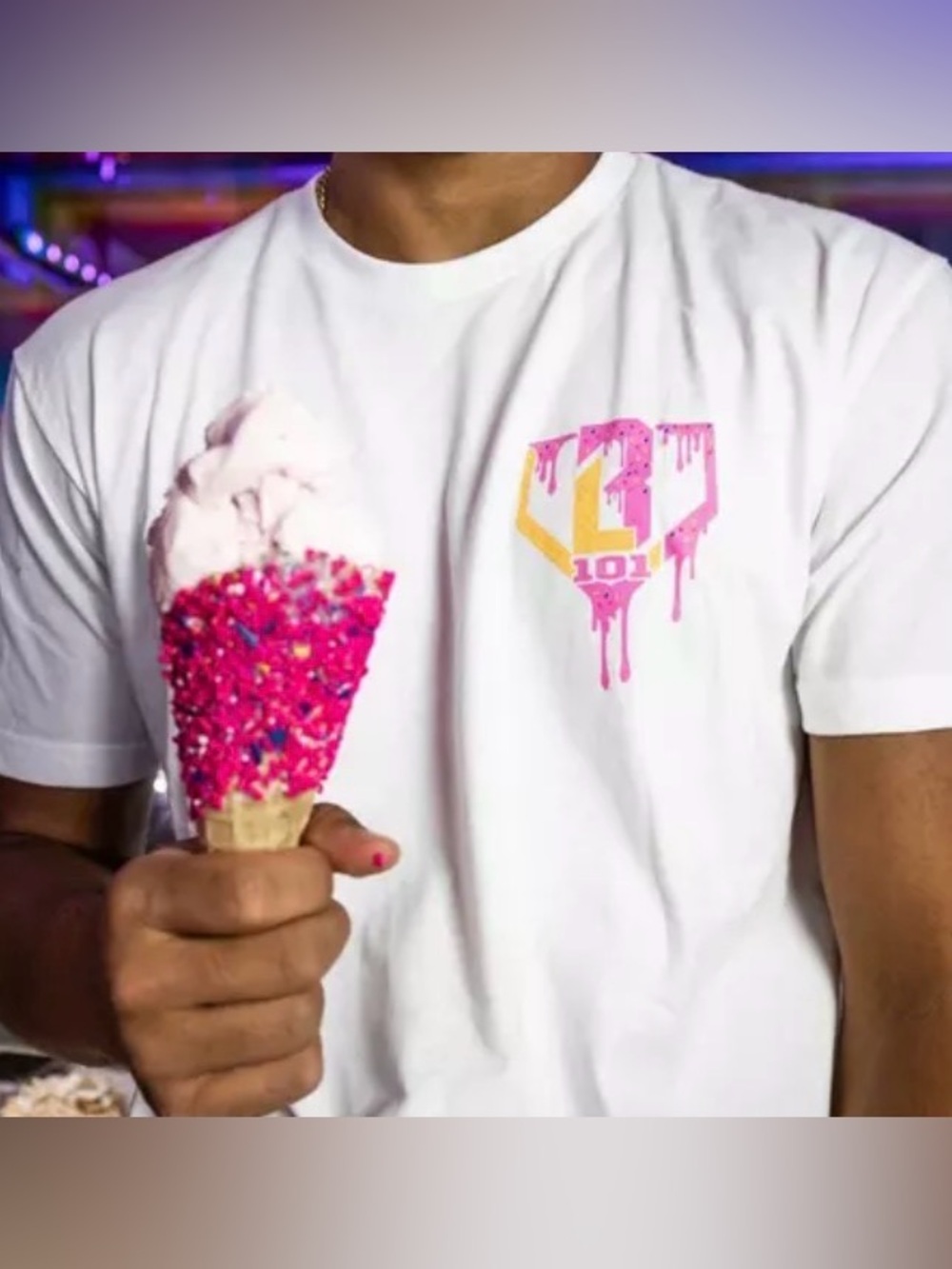 NWT [Baseball Lifestyle 101] Ice Cream Short Sleeve T-Shirt Pink White Men’s L - Picture 3 of 11